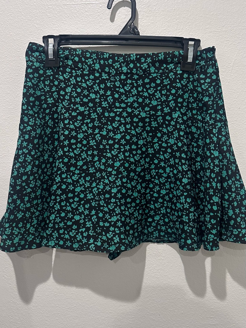 Zara Black Skater Skirt with Teal Floral Print